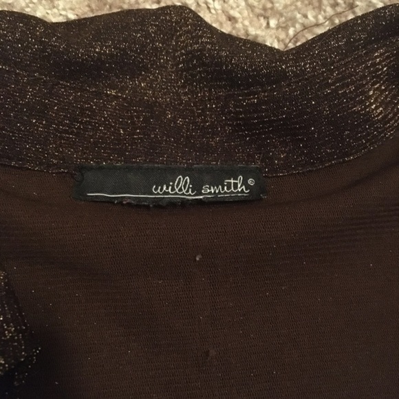 Willi Smith Gold & Brown Sparkle Blouse - Picture 3 of 9